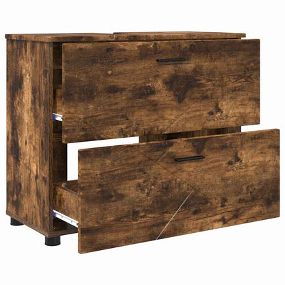 Badezimmermöbel-Set mit Schubladen 3 pcs Geräucherte Eiche