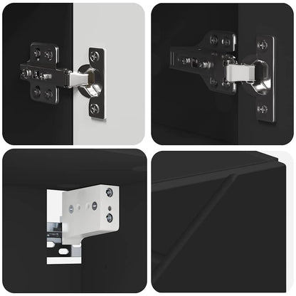 Badezimmermöbel-Set mit Tür 4 pcs Schwarz Sperrholz und Metall