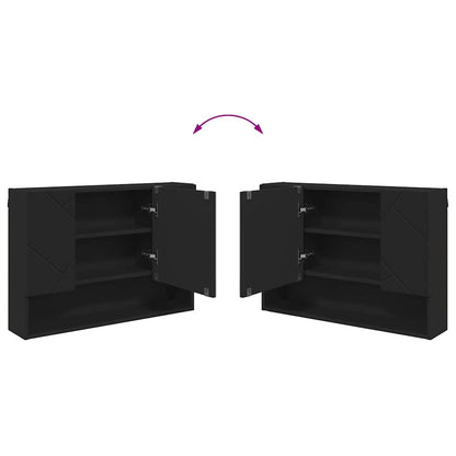 Badezimmermöbel-Set mit Tür 4 pcs Schwarz Sperrholz und Metall