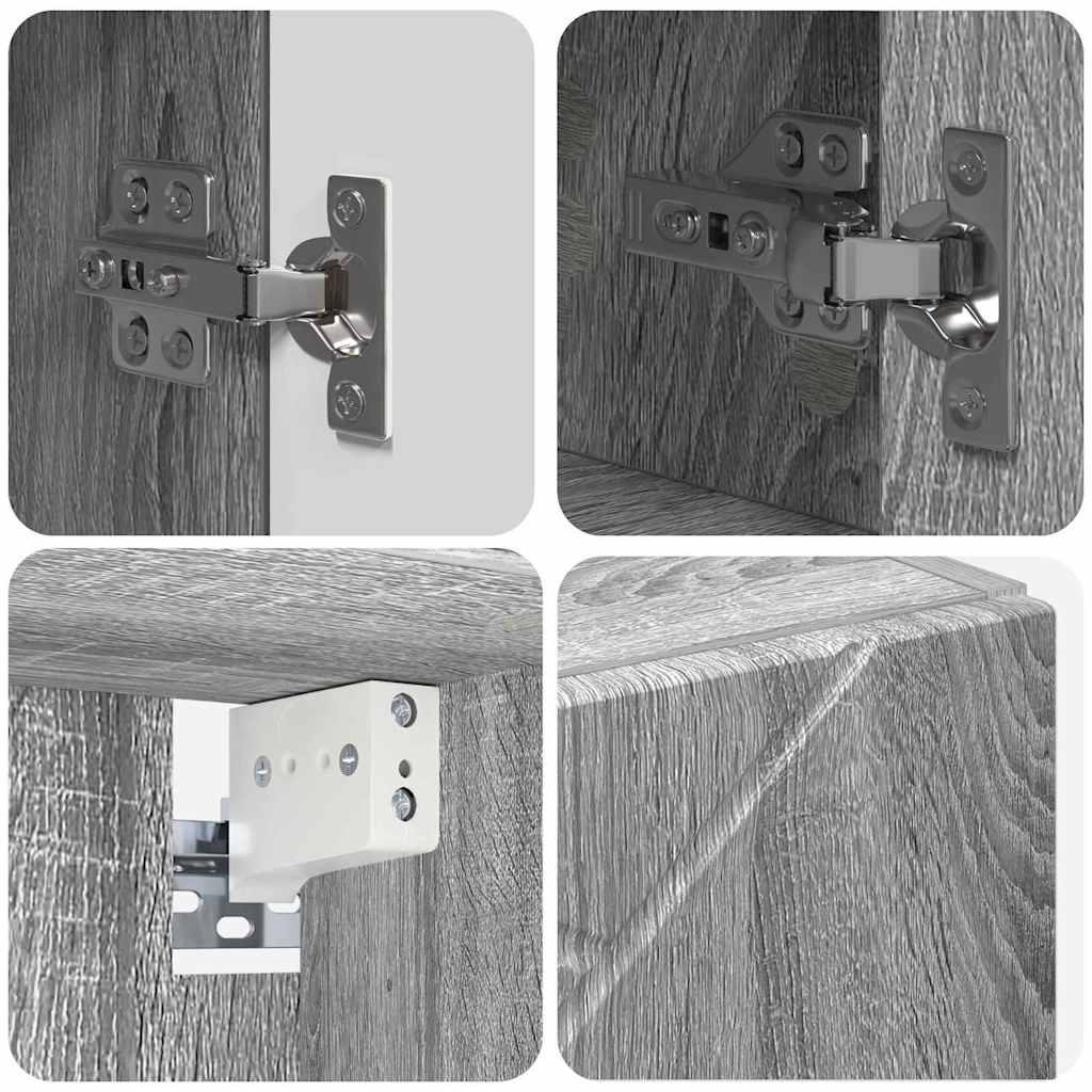 Badezimmermöbel-Set 4 pcs Graues Sonoma Sperrholz und Metall