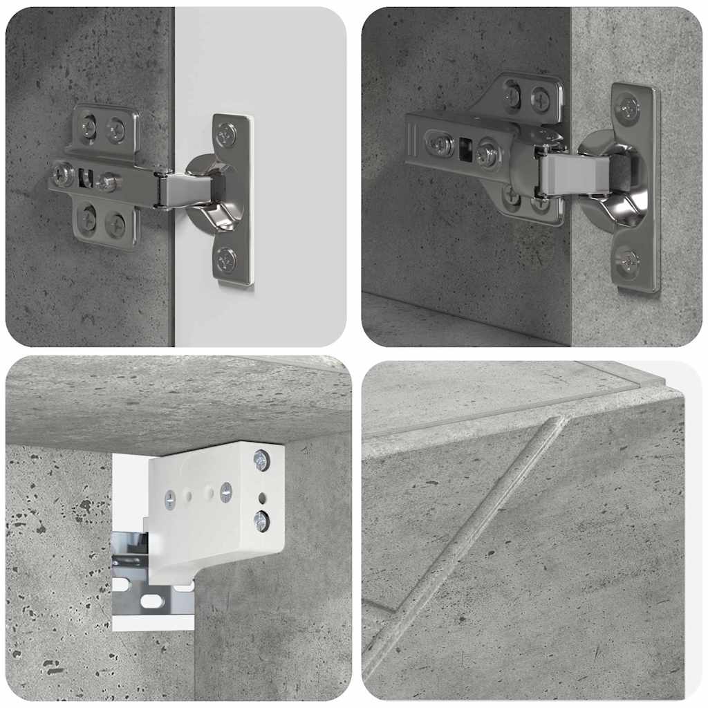 Badezimmermöbel-Set 4 pcs Beton Grau Sperrholz und Metall