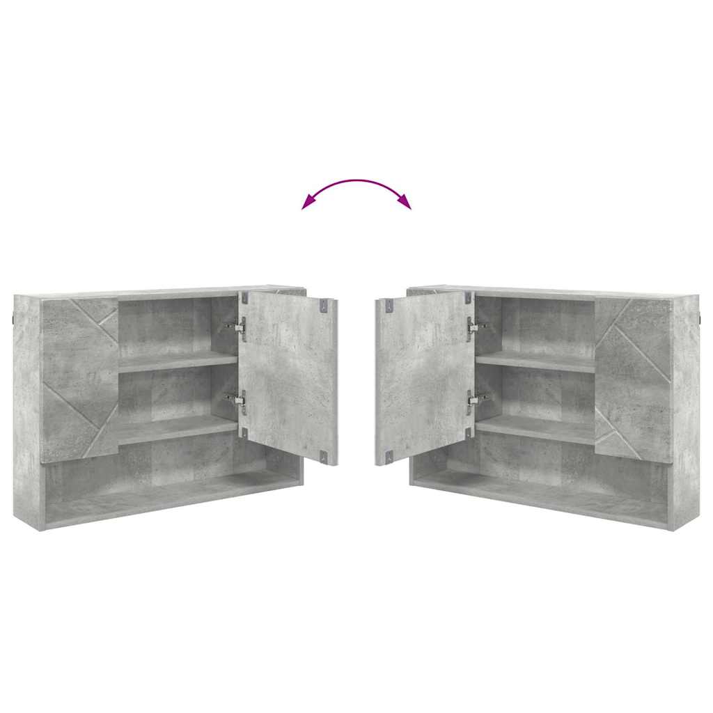 Badezimmermöbel-Set 4 pcs Beton Grau Sperrholz und Metall