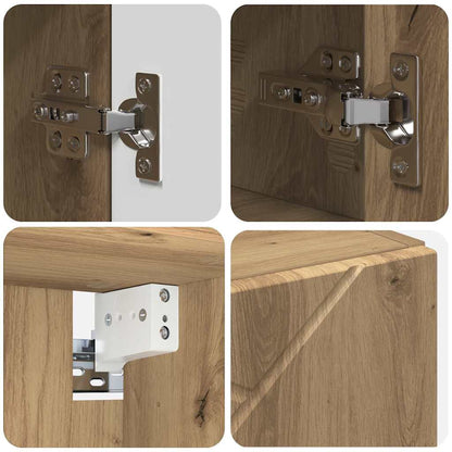 Badezimmermöbel-Set 4 pcs Artisan-Eiche Sperrholz und Metall