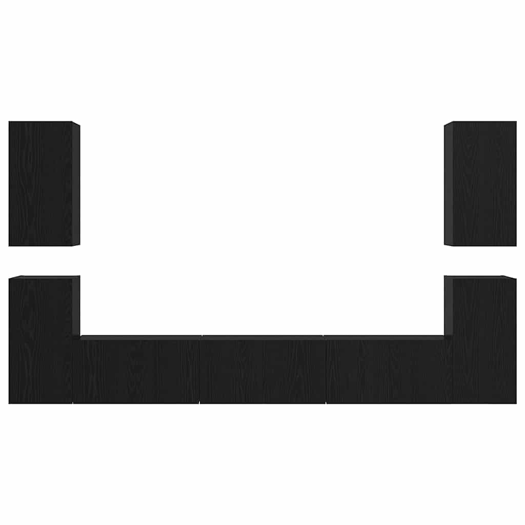TV-Schrankset Wandmontiert Schwarz Eichen-Optik Holzwerkstoff