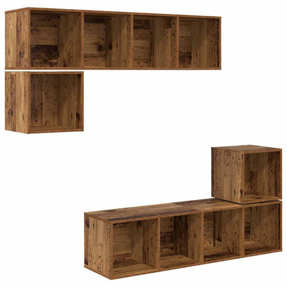 TV-Schrankset Wandmontiert 4 pcs Altholz Holzwerkstoff
