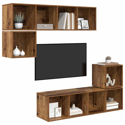 TV-Schrankset Wandmontiert 4 pcs Altholz Holzwerkstoff