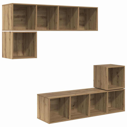 TV-Schrankset Wandmontiert 4 pcs Artisan-Eiche Holzwerkstoff