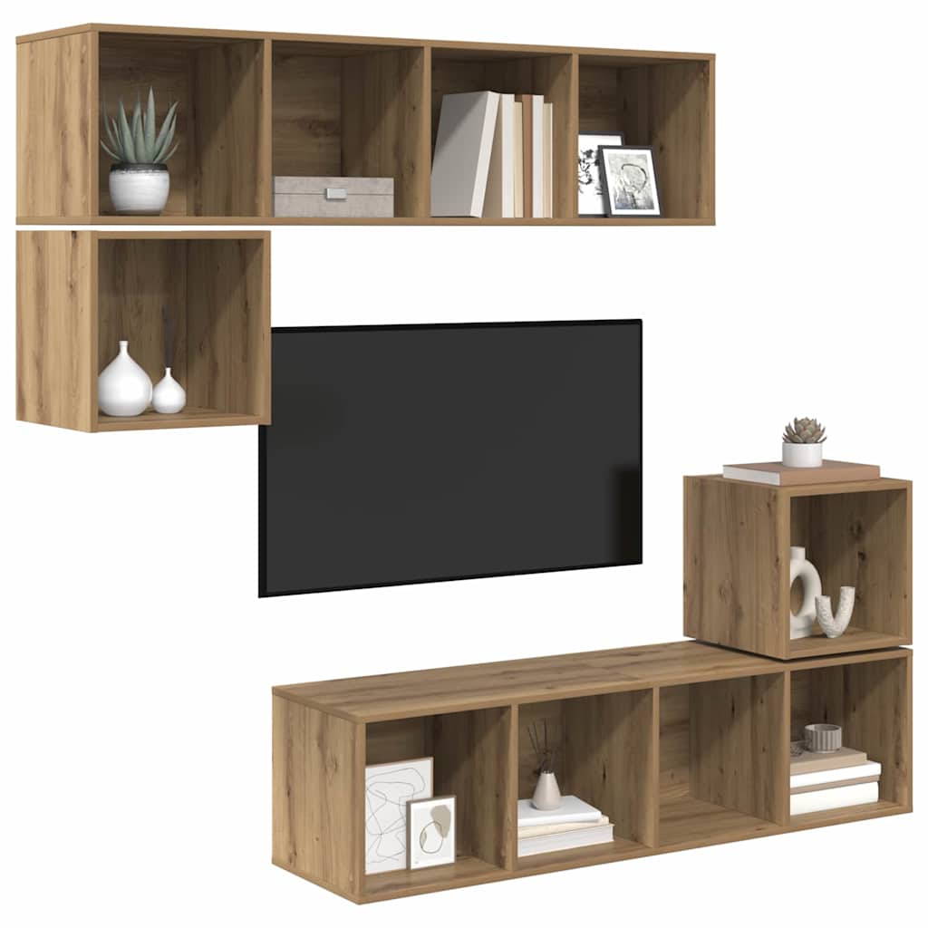 TV-Schrankset Wandmontiert 4 pcs Artisan-Eiche Holzwerkstoff