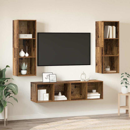 TV-Schrankset Wandmontiert 3 pcs Altholz Holzwerkstoff