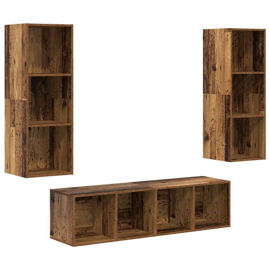 TV-Schrankset Wandmontiert 3 pcs Altholz Holzwerkstoff
