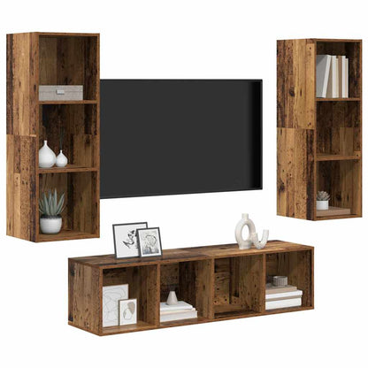 TV-Schrankset Wandmontiert 3 pcs Altholz Holzwerkstoff