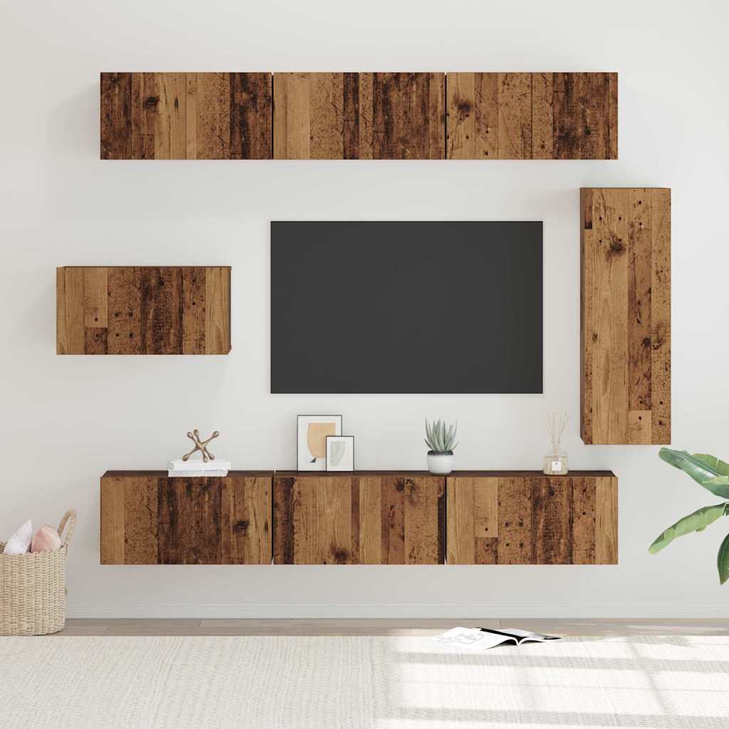 TV-Schrankset Wandmontiert 8 pcs Altholz Holzwerkstoff