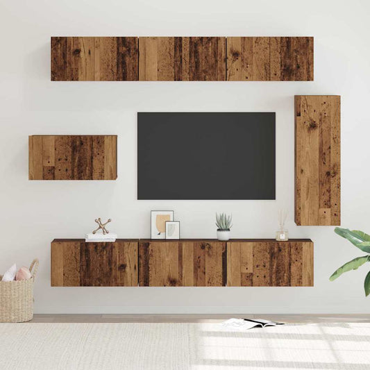 TV-Schrankset Wandmontiert 8 pcs Altholz Holzwerkstoff
