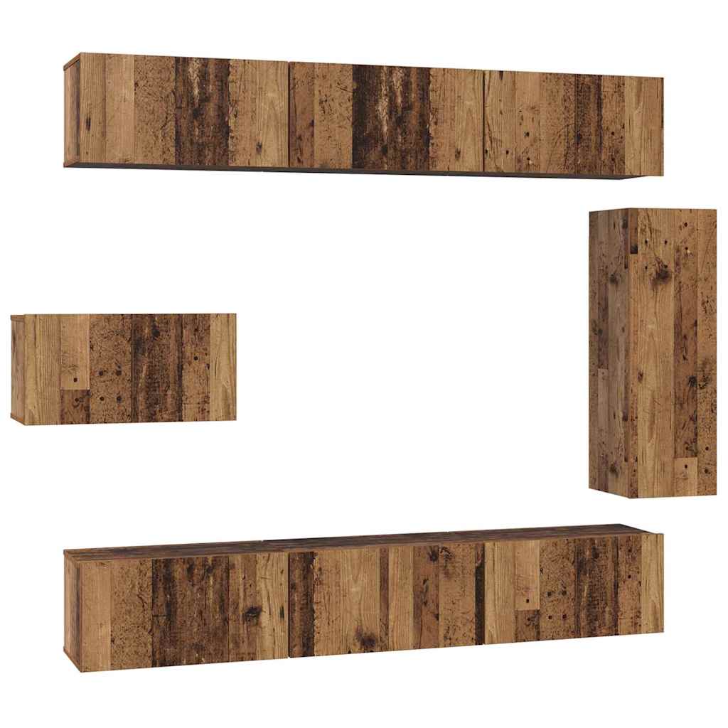 TV-Schrankset Wandmontiert 8 pcs Altholz Holzwerkstoff