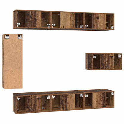 TV-Schrankset Wandmontiert 8 pcs Altholz Holzwerkstoff