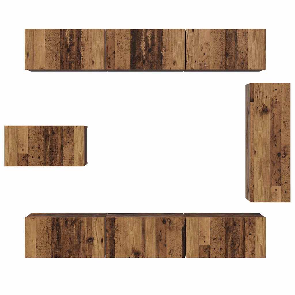 TV-Schrankset Wandmontiert 8 pcs Altholz Holzwerkstoff
