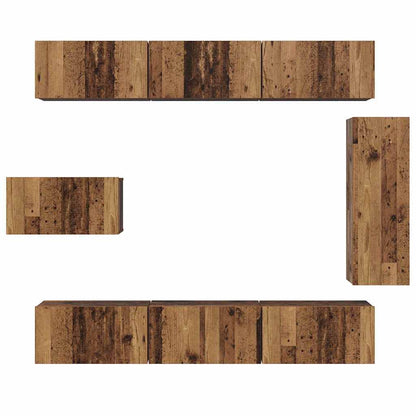 TV-Schrankset Wandmontiert 8 pcs Altholz Holzwerkstoff