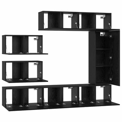 TV-Schrankset 8 pcs Schwarz Eichen-Optik Holzwerkstoff