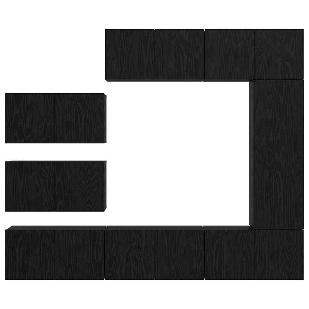 TV-Schrankset 8 pcs Schwarz Eichen-Optik Holzwerkstoff