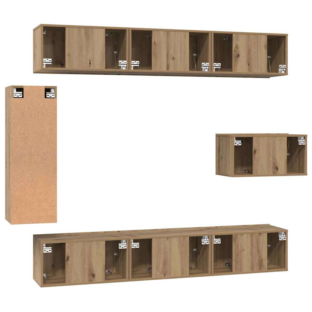 TV-Schrankset Wandmontiert 8 pcs Artisan-Eiche Holzwerkstoff