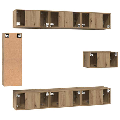 TV-Schrankset Wandmontiert 8 pcs Artisan-Eiche Holzwerkstoff