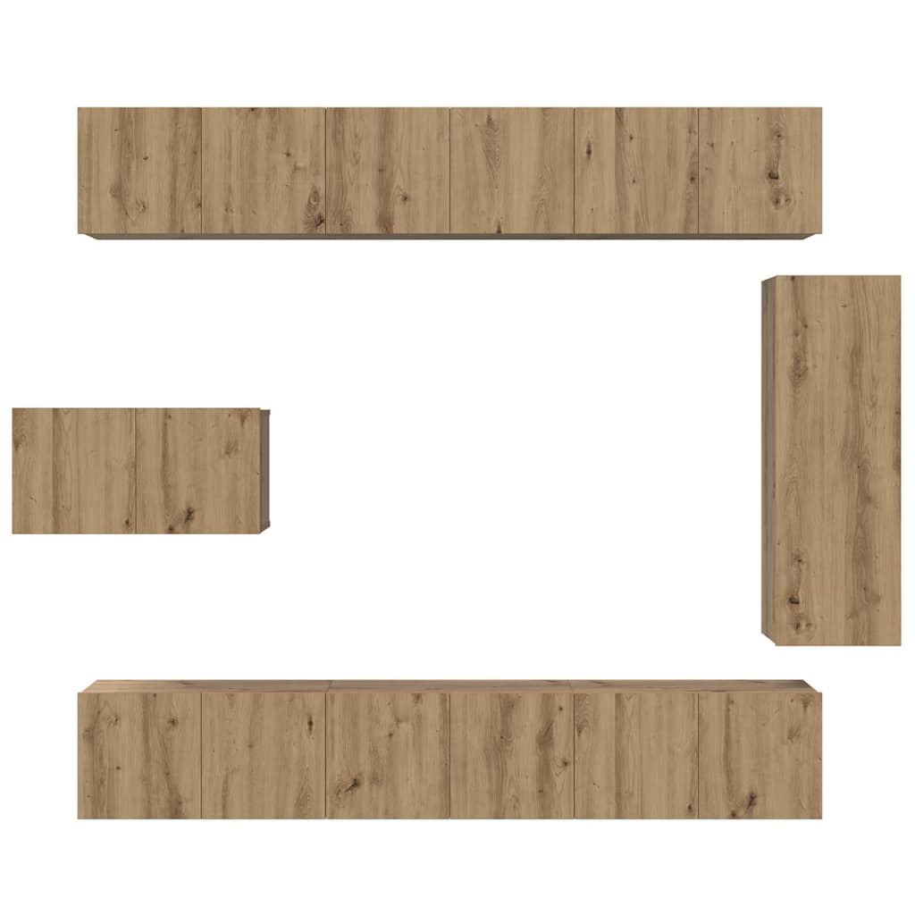 TV-Schrankset Wandmontiert 8 pcs Artisan-Eiche Holzwerkstoff