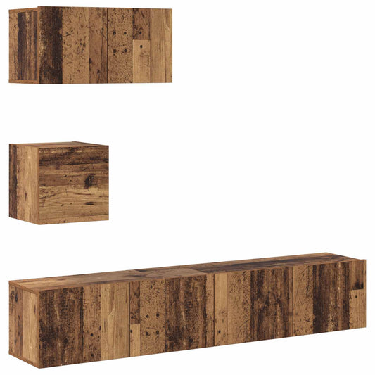 TV-Schrankset Wandmontiert 3 pcs Altholz Holzwerkstoff