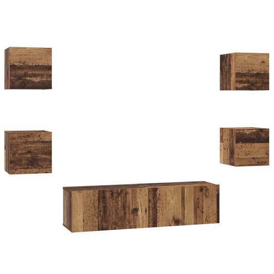 TV-Schrankset Wandmontiert 6 pcs Altholz Holzwerkstoff