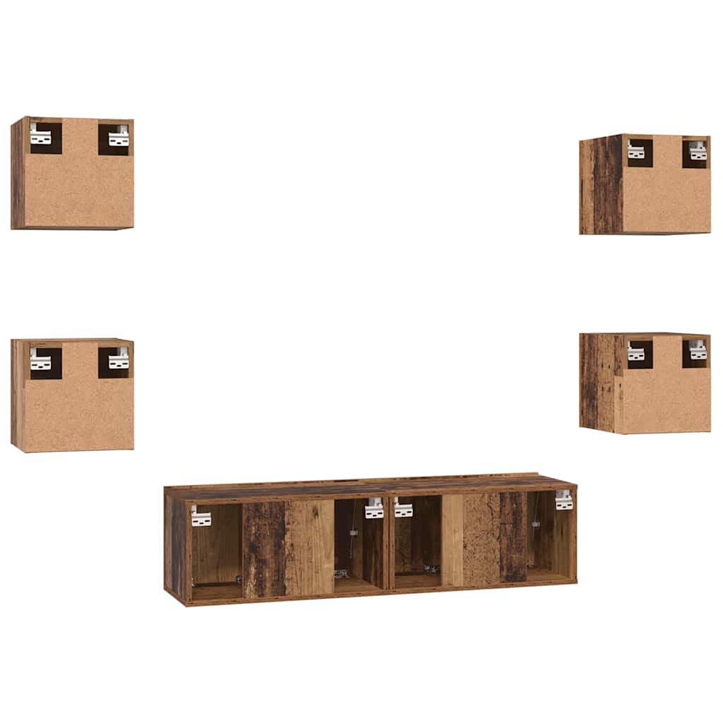 TV-Schrankset Wandmontiert 6 pcs Altholz Holzwerkstoff