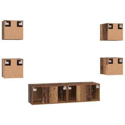 TV-Schrankset Wandmontiert 6 pcs Altholz Holzwerkstoff