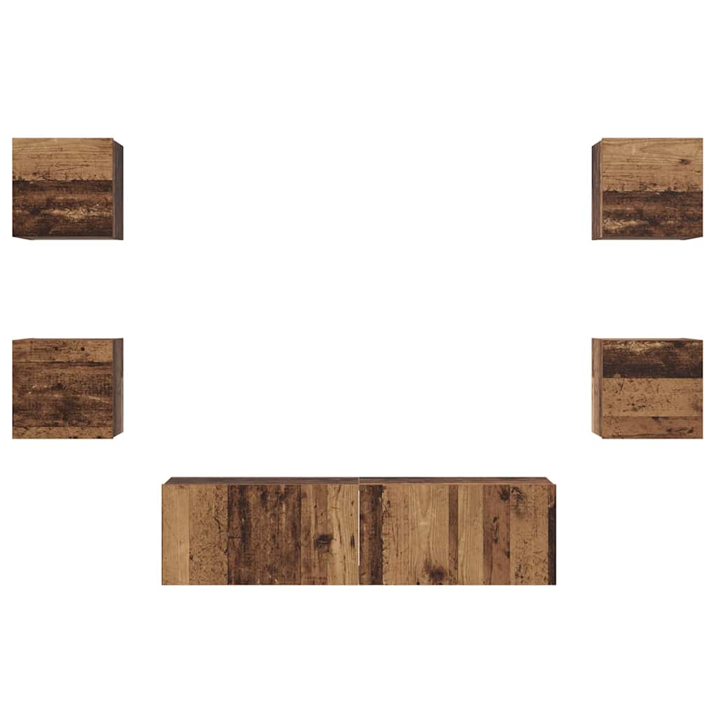 TV-Schrankset Wandmontiert 6 pcs Altholz Holzwerkstoff