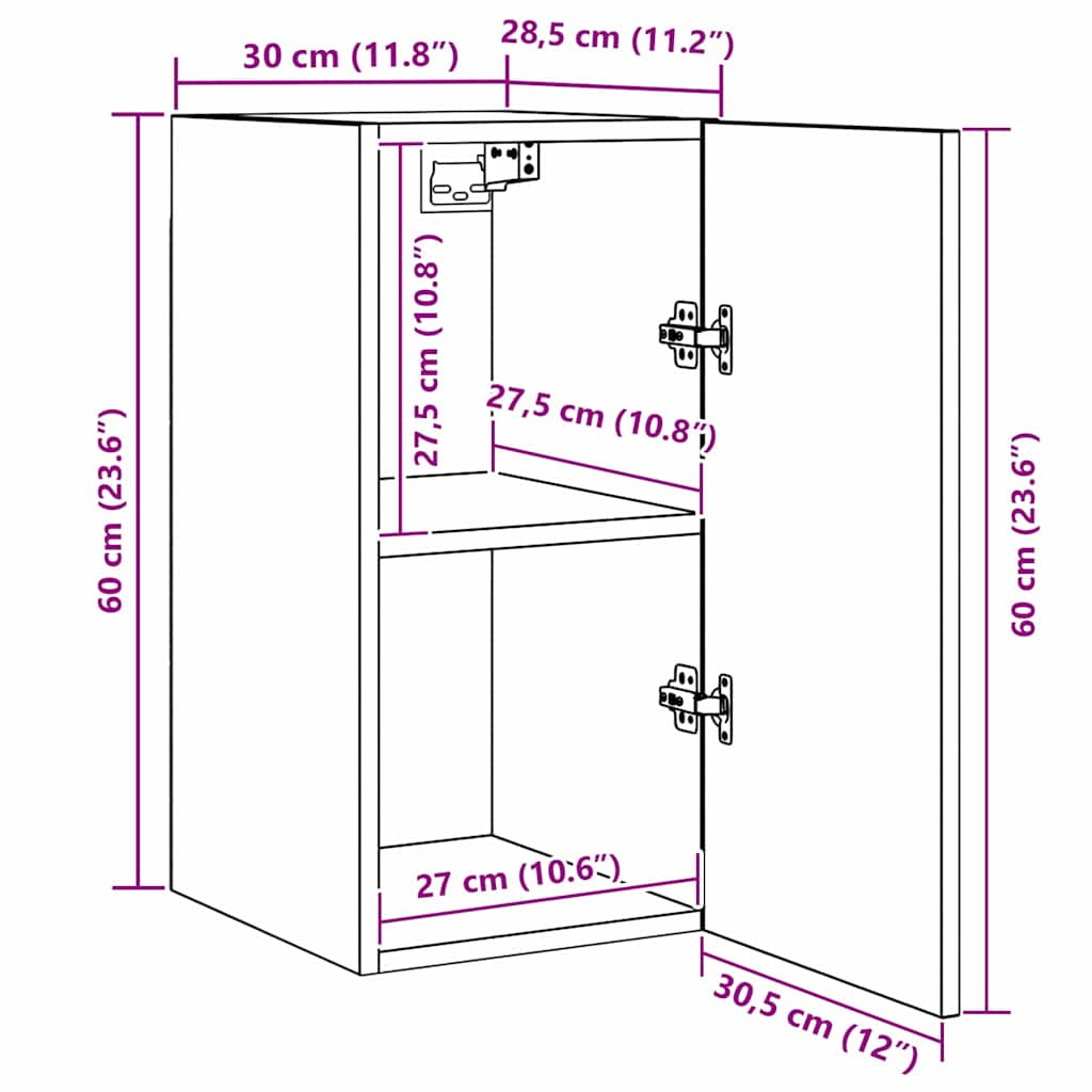 TV-Schrankset 7 pcs Schwarz Eichen-Optik 30,5 x 30 x 60 cm