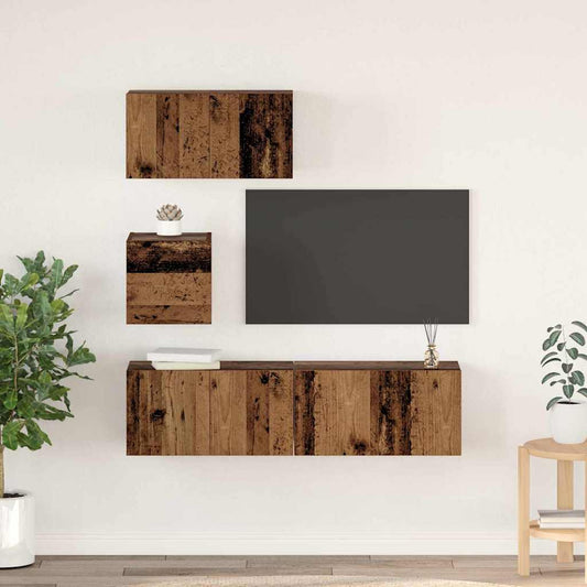 TV-Schrankset Wandmontiert 4 pcs Altholz Holzwerkstoff