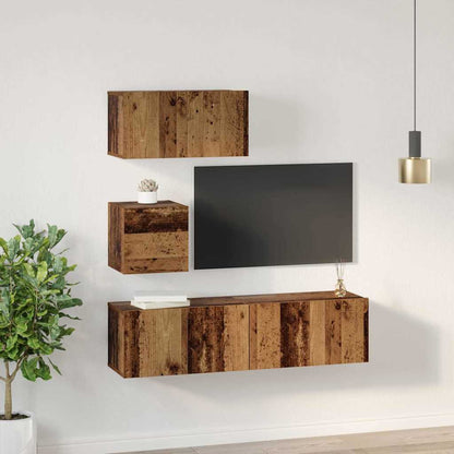 TV-Schrankset Wandmontiert 4 pcs Altholz Holzwerkstoff