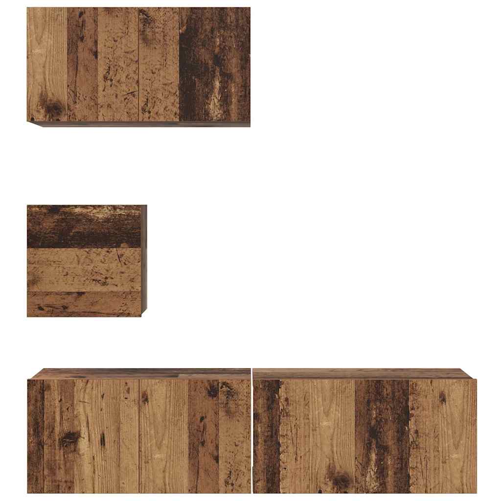 TV-Schrankset Wandmontiert 4 pcs Altholz Holzwerkstoff