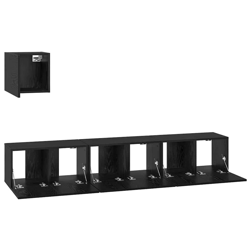 TV-Schrankset 4 pcs Schwarz Eichen-Optik Holzwerkstoff