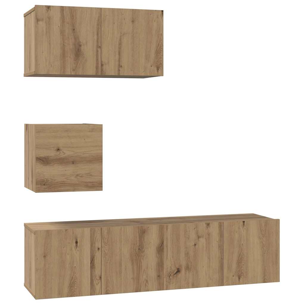 TV-Schrankset Wandmontiert 4 pcs Artisan-Eiche Holzwerkstoff
