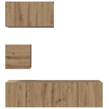 TV-Schrankset Wandmontiert 4 pcs Artisan-Eiche Holzwerkstoff