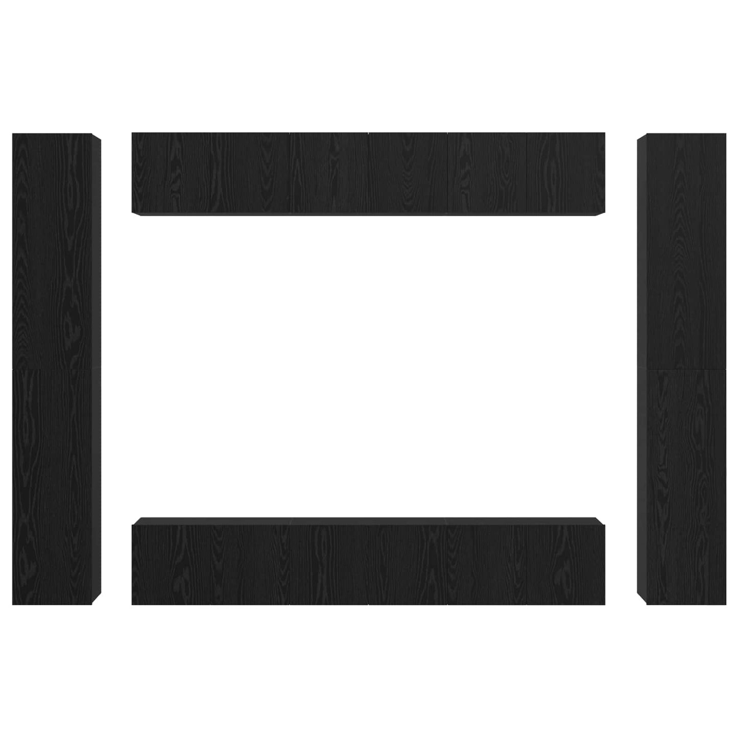 TV-Schrankset 10 pcs Schwarz Eichen-Optik Holzwerkstoff