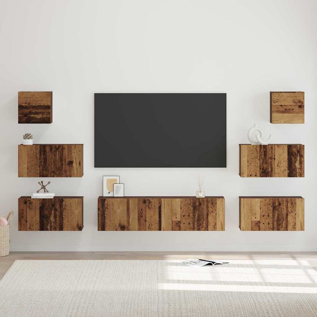 TV-Schrankset Wandmontiert 8 pcs Altholz Holzwerkstoff