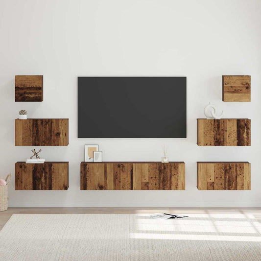 TV-Schrankset Wandmontiert 8 pcs Altholz Holzwerkstoff