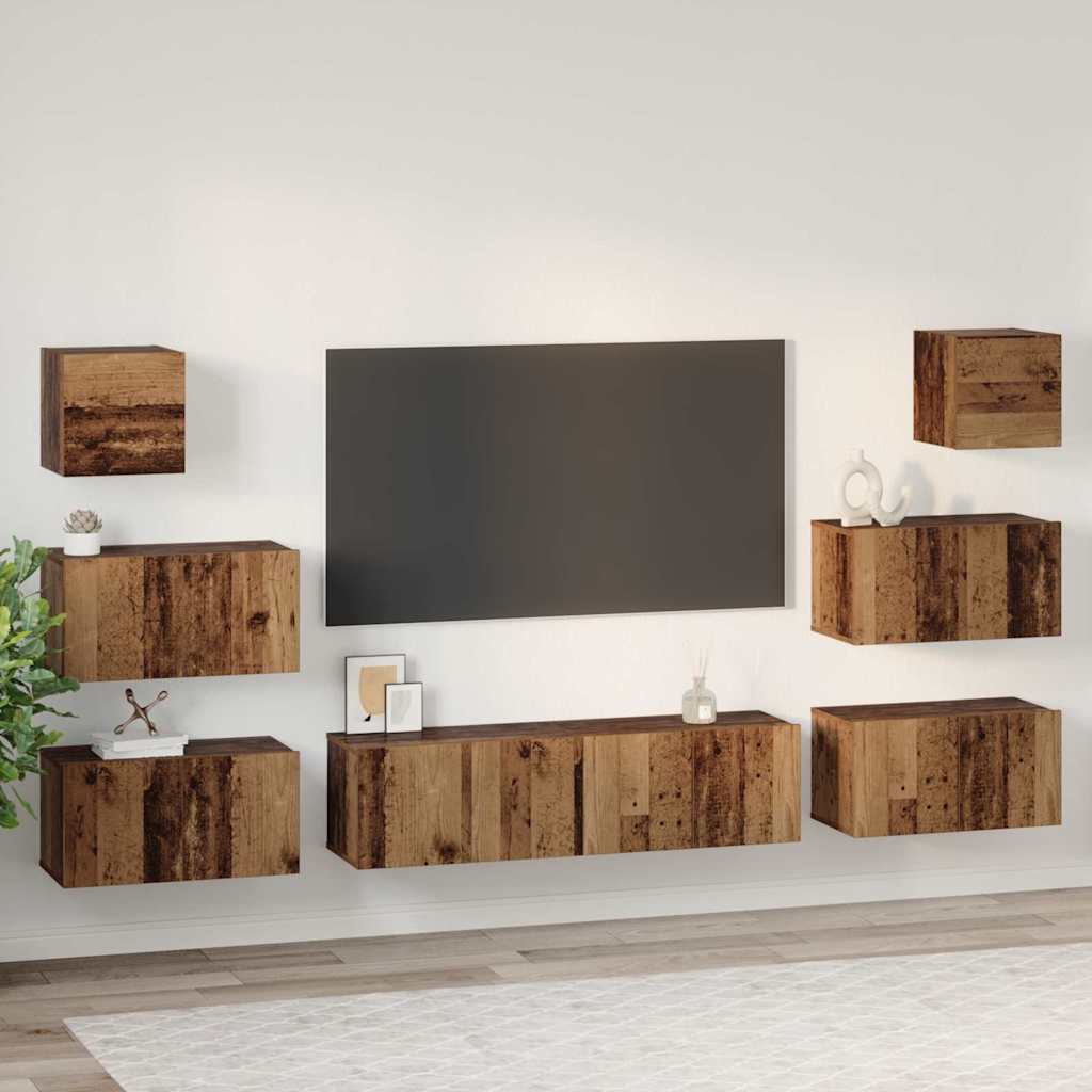 TV-Schrankset Wandmontiert 8 pcs Altholz Holzwerkstoff