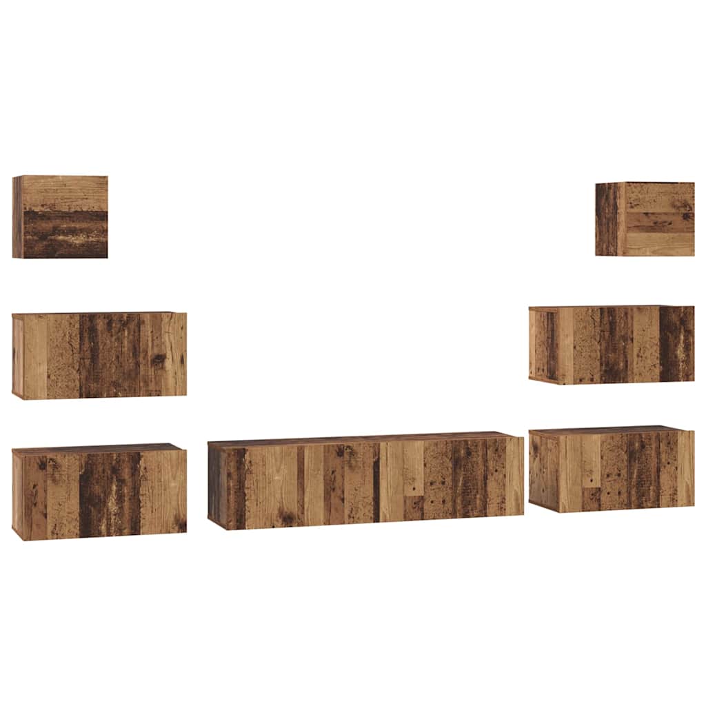 TV-Schrankset Wandmontiert 8 pcs Altholz Holzwerkstoff