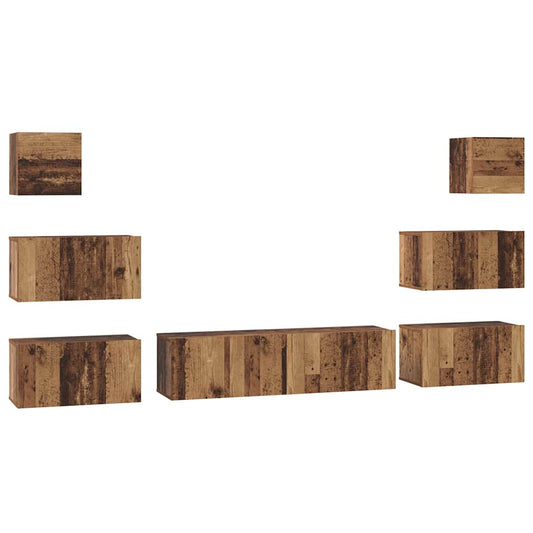 TV-Schrankset Wandmontiert 8 pcs Altholz Holzwerkstoff
