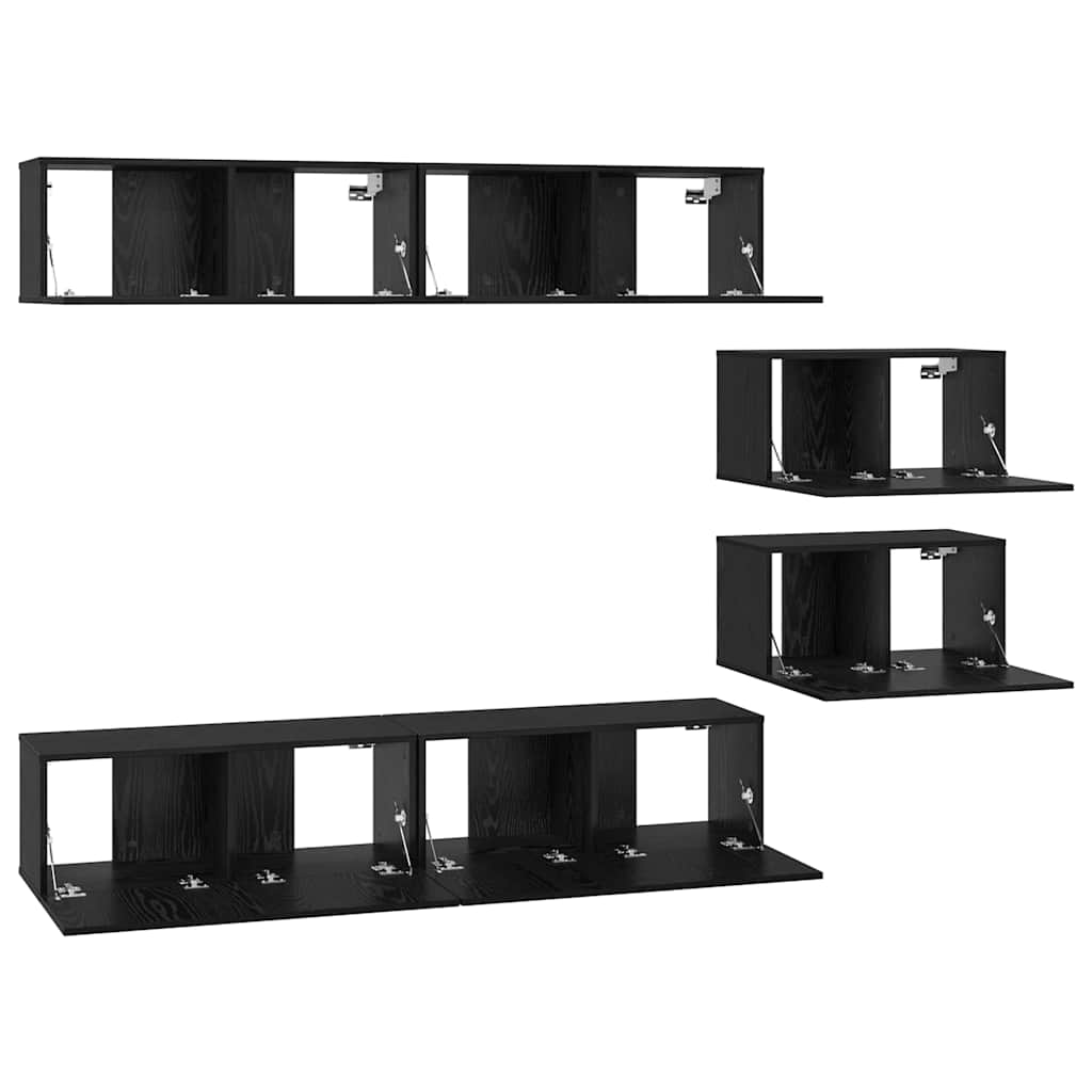 TV-Schrankset 6 pcs Schwarz Eichen-Optik Holzwerkstoff