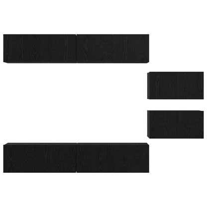TV-Schrankset 6 pcs Schwarz Eichen-Optik Holzwerkstoff