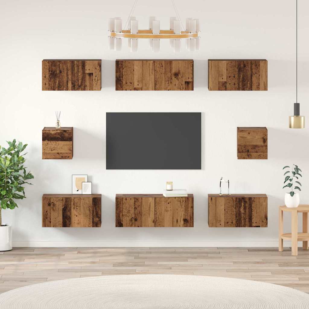 TV-Schrankset Wandmontiert 8 pcs Altholz Holzwerkstoff