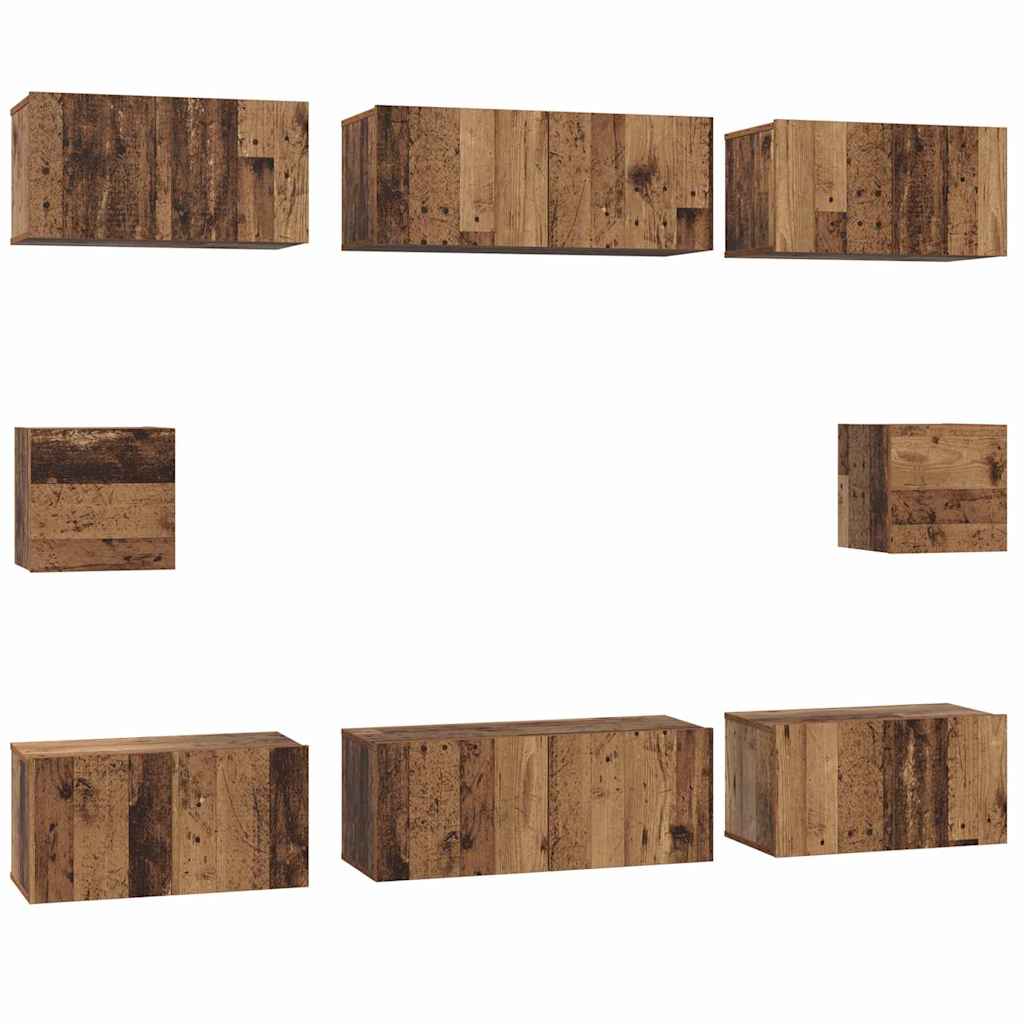 TV-Schrankset Wandmontiert 8 pcs Altholz Holzwerkstoff