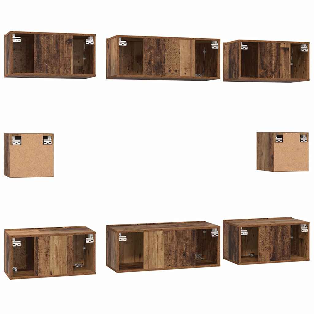 TV-Schrankset Wandmontiert 8 pcs Altholz Holzwerkstoff