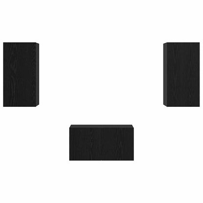 TV-Schrankset Wandmontiert Schwarz Eichen-Optik Holzwerkstoff